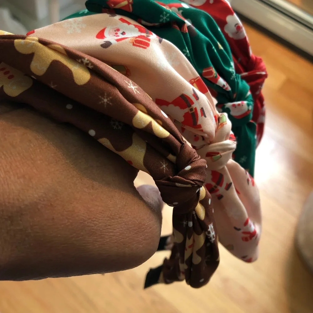 Holiday Knot Headbands - Red, Green, Cream & Brown